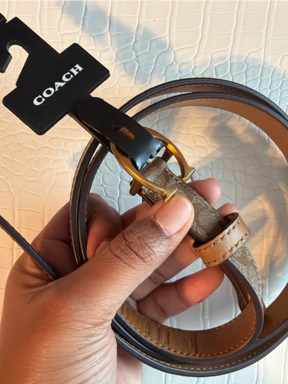 COACH Medium Signature Canvas Thin
Leather Belt